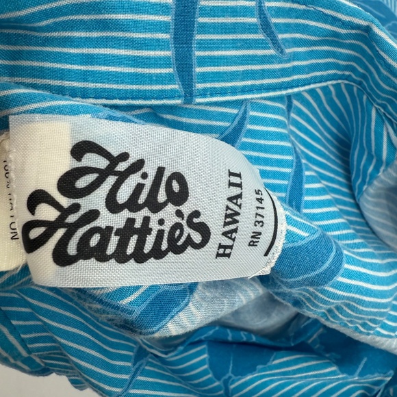 Hilo Hattie Hawaiian Shirt Men Medium Vintage Blue Short Sleeve Button Up Rayon - Picture 6 of 10
